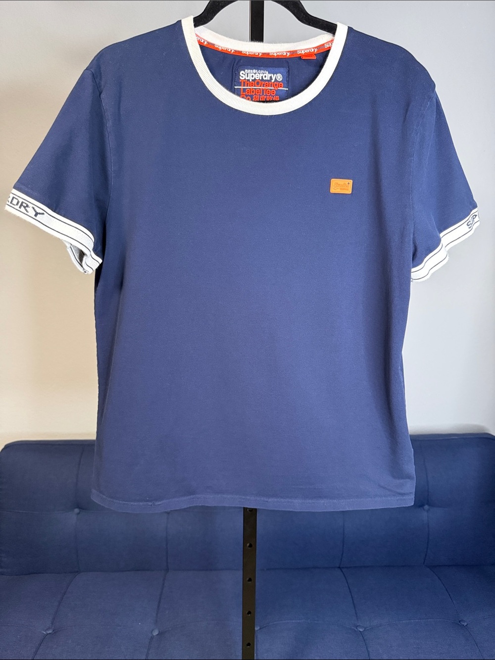 Superdry Orange Label Tee Mens‎ Dark Blue 100% Cotton thermal Short Sleeve XL